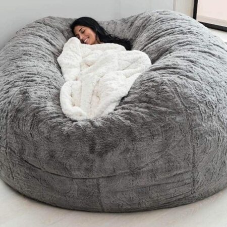Amazon.com: Jaxx 6 Foot Cocoon Large Bean Bag Chair for Adults - Premium  Faux Fur, Silver Rabbit : Home & Kitchen