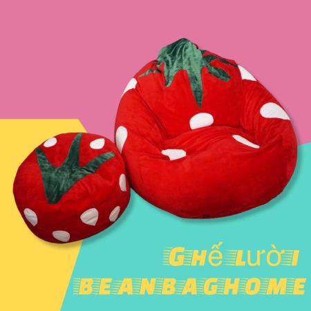 Ghế Lười Hình Quả Dâu Hạt Xốp  Size L Kèm Đôn Ghế lười BeanBagHome beanbaghome.com