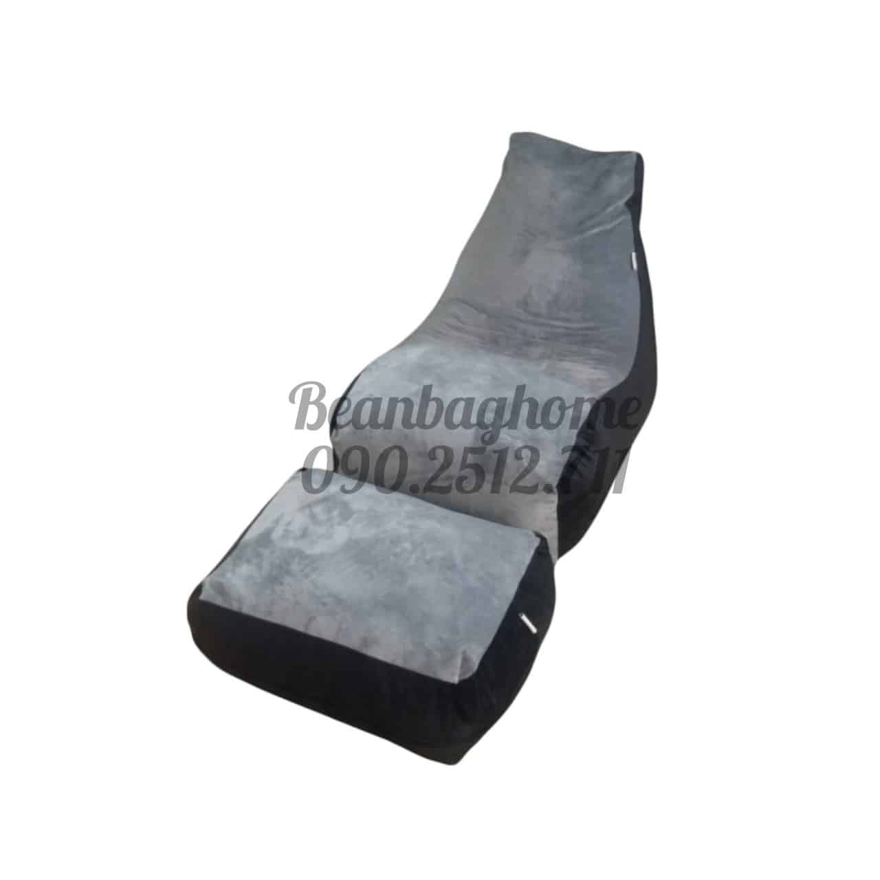 Ghế Lười Hạt Xốp Sofa Và Đôn Gác Chân Màu Xám Đen Ghế lười cao cấp 3 Ghế Lười Hạt Xốp Sofa Và Đôn Gác Chân Màu Xám Đen Ghế lười cao cấp beanbaghome.com 3