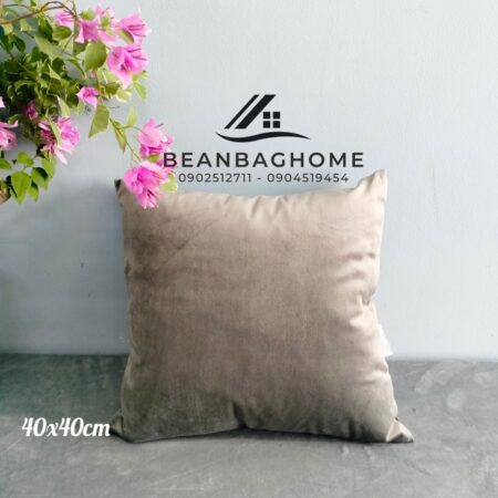 Gối sofa 45x45cm – Màu nhung xám – (Tựa lưng sofa, ghế ngồi văn phòng) Gối sofa beanbaghome.com