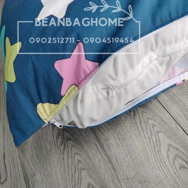 Gối bầu chữ U – màu xanh hoạ tiết ngôi sao Gối chữ U cho bà bầu beanbaghome.com 3