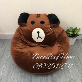 Ghế lười gấu Brown hạt xốp size L Ghế lười hình thú beanbaghome.com