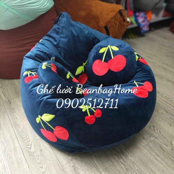 Ghế lười hạt xốp thêu hình Cherry size M 80x120cm Ghế lười cao cấp beanbaghome.com 4