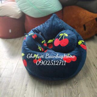 Ghế lười hạt xốp thêu hình Cherry size M 80x120cm Ghế lười cao cấp beanbaghome.com